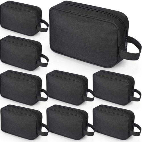 Sweetude 9 Pieces Large Toiletry Bag for Men and Women Black Toiletry Travel Bag Bulk Water Resistant Shaving Organizer with Hanging Handle Divider Foldable Cosmetic Pouch for Cosmetics Accessories