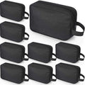 Sweetude 9 Pieces Large Toiletry Bag for Men and Women Black Toiletry Travel Bag Bulk Water Resistant Shaving Organizer with Hanging Handle Divider Foldable Cosmetic Pouch for Cosmetics Accessories