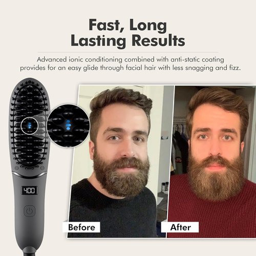 Aberlite Pocket Beard Straightener - Compact Ionic Heat Brush Comb with Anti-Scald Technology | Travel-Friendly