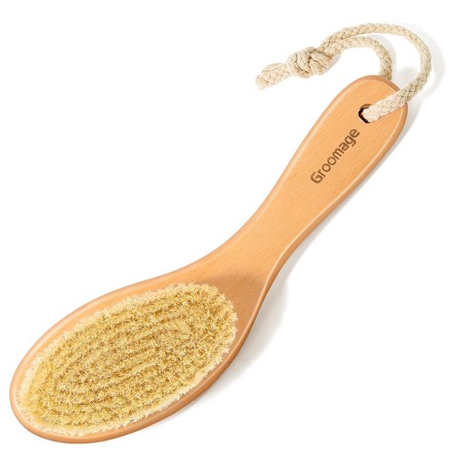 Groomage Dry Brush for Body, Natural Bristle Dry Exfoliating Body Brush for Skin Care, Cellulite, Lymphatic Drainage