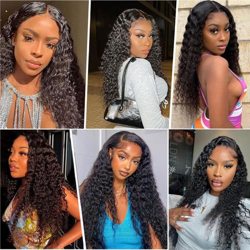 Deep Wave Bundles, Curly Bundles Human Hair, 12 14 16 Inch, Wet and Wavy, Natural Black, Soft, 285g-300g, Brazilian Hair