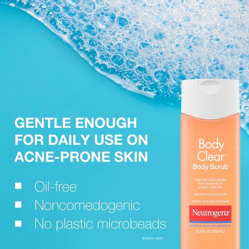 Neutrogena Body Clear Acne Body Wash - Exfoliating Salicylic Acid Cleanser for Back & Chest, 8.5 fl oz
