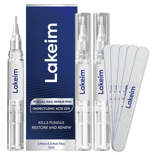 Toenail Fungus Treatment Extra Strength: 25% Undecylenic Acid & Tea Tree Oil - Repairs Yellow Thick Brittle Toe and Fingernails - 3 Pens with 5 Nail Files