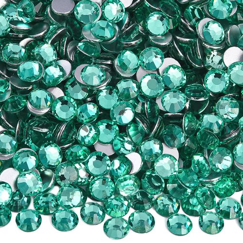 Blinginbox 1440 Pieces SS20/4.6-4.8mm Flat Back Crystal Rhinestones Round Gems for Nail Art,Mint