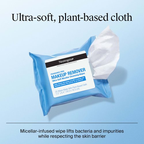 Neutrogena Fragrance-Free Makeup Remover Wipes Singles, Individually Wrapped Face Towelettes, Gently Remove Dirt, Oil, Waterproof Mascara & Makeup, Alcohol-Free Daily Face Wipes for Travel, 20 ct