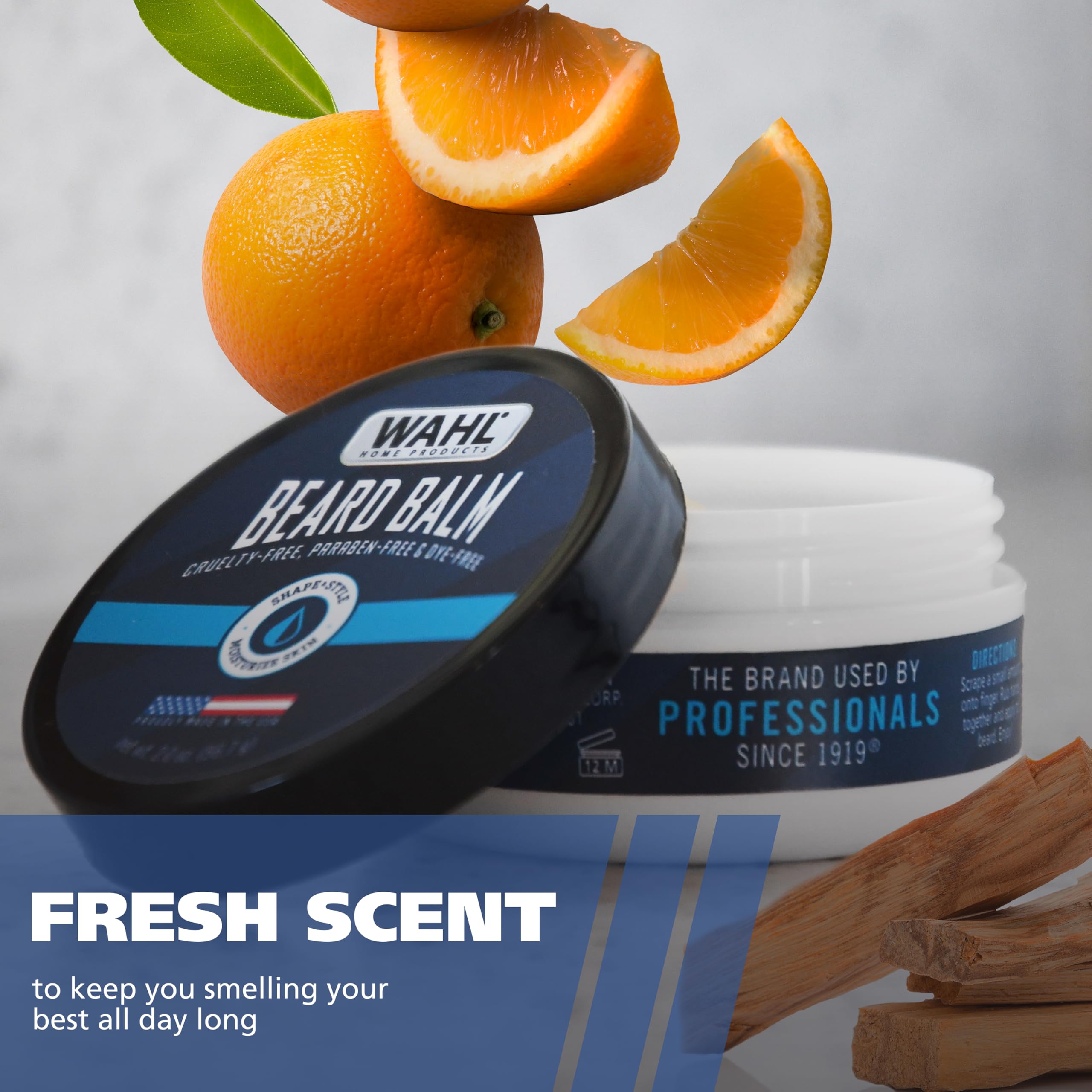 Wahl Beard Balm for Men - Shapes and Styles Facial Hair – Leave in Conditioner for a Light Hold for All-Day Control – With Shea Butter, Aloe, Mango Seed Butter & Candelilla Wax - Model 3028690