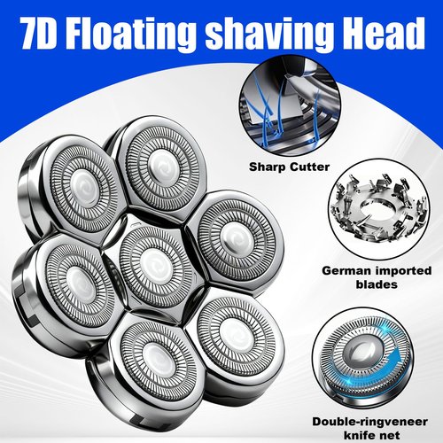 7 Head Shaver Replacement Head Shavers for Bald Men for Most Brand Men Foil Shaver Razor Universal Shaver Head,3pack
