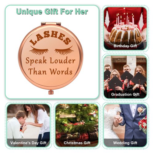 Lash Artist Gift Lash Tech Gifts Compact Mirror for Lash Technician Eyelashes Artist Gift Beautician Gifts Funny Presents for Women Folding Makeup Mirror for Best Friend Graduation Birthday