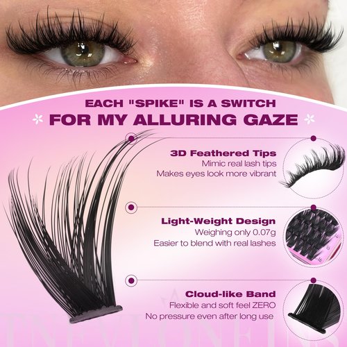 TNFVLONEINS Lash Clusters Wispy Eyelash Clusters Spiky Individual Lashes Clusters D Volume Cluster Eyelash Extensions DIY Cluster Extension Thick Eyelash Cluster (10-16MM,3 Styles)
