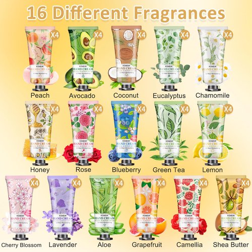 KONEUK 64 Pack Moisturizing Hand Cream Set, Easter Basket Stuffers, Bulk Hand Lotion Travel Size for Dry Cracked Hands, Mini Hand Cream for Mom Gifts, Gifts for Mom, Thank You Gifts