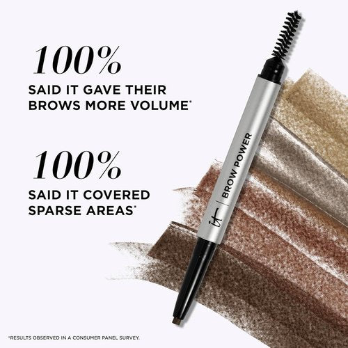 IT Cosmetics Brow Power Eyebrow Pencil - Long-Lasting, Budge-Proof Formula with Biotin - Universal Shades & Built-in Spoolie Brush