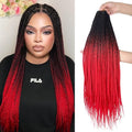 Ombre Red Crochet Braids Pre Looped 20 Inch T1B/red Box Braids Crochet Hair For African women Girl 6 Packs Small Size Crochet Box Braids Extension (Black to Red, 20 inch 6 packs)