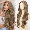 testar Brown Wigs Lace Front Wig Ready to Wear 13x6 HD Glueless Wave Lace Wig for White Women Heat Resistant Synthetic Fiber Wig Long Wavy Wig Natural Black (28 Inch)