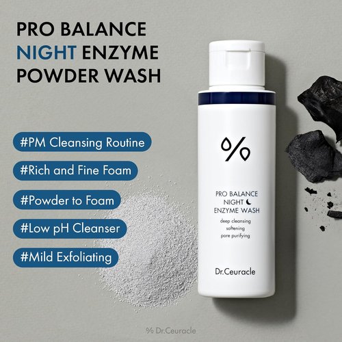 Dr.Ceuracle Pro Balance Enzyme Powder Face Wash - Korean Natural Cleanser for Deep Pore Cleansing & pH Balance (Night Wash)