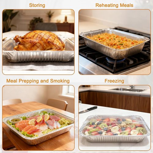 Aluminum Foil Pans - 40 Pack Disposable 9x13 Half Size Deep for Baking, Roasting & Food Storage