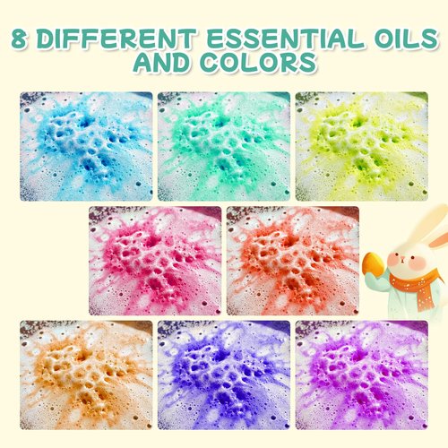 Easter Egg Bath Bombs for Kids with Surprise Inside, 8 Pack Teen Easter Basket Stuffers, Girls & Boys-Easter Bunny, Chicken & Egg Shapes - Handmade Gentle, Safe Fizz Balls-Great Easter Party Favors