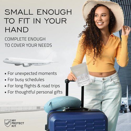 Skiennix 8-Piece TSA-Approved Travel Toiletries Kit - Essential Personal Hygiene Set for Airplane, Gym & Camping