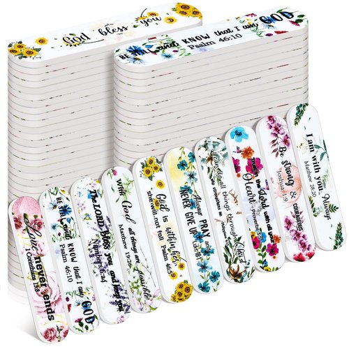 Lanties 50 Pack Christian Gifts for Women Scripture Mini Nail Files Christian Party Favors Bible Verse Emery Boards Religious Small Gifts for Teacher Mother Employee Staff Coworkers Office Supplies