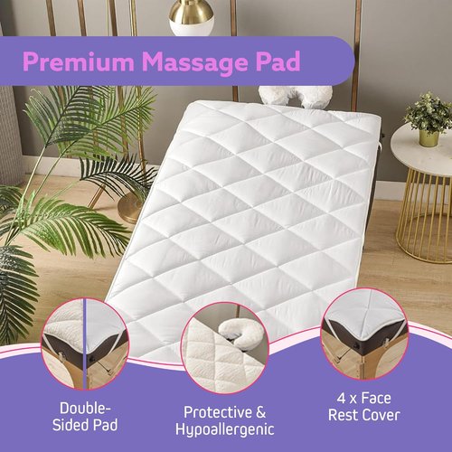 Skiennix Double-Sided Massage Table Pad - Plush Fleece & Microfiber Cover, 76"x34", White