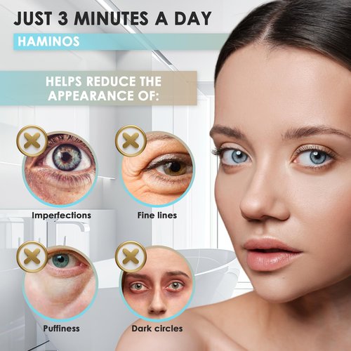 Eye Massager Wand with Heat, Vibration & Red/Blue LED, Ionic (Galvanic) Skincare Absorption, USB‑C Rechargeable with Charging Base, Helps Reduce the Look of Puffiness & Dark Circles