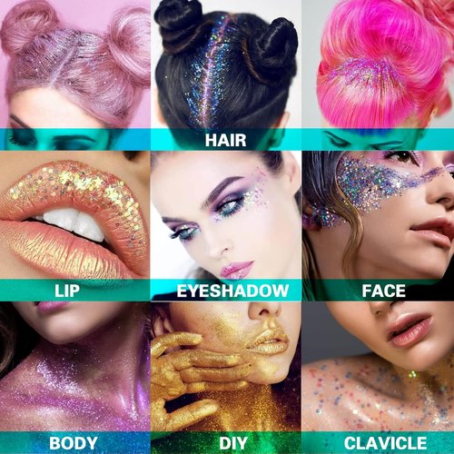 Skiennix White Face Glitter Gel - Sparkling Mermaid Body Glitter for Festivals & Halloween | 50ML