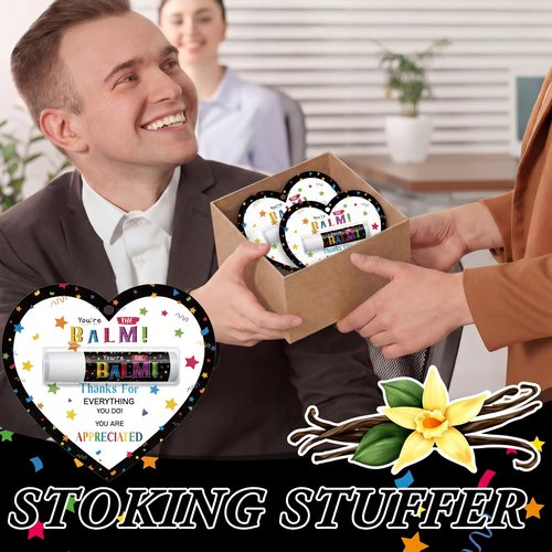 Sacubee 15 Pack Employee Appreciation Gifts Bulk Lip Balms Teacher Staff Team Thank You Gifts You're the Balm Winter New Year Appreciation Party Favors for Coworkers Women Men Volunteer (Heart)