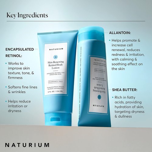 Naturium Skin-Renewing Retinol Body Lotion - Advanced Firming Anti-Aging Formula with Shea Butter, 8 oz