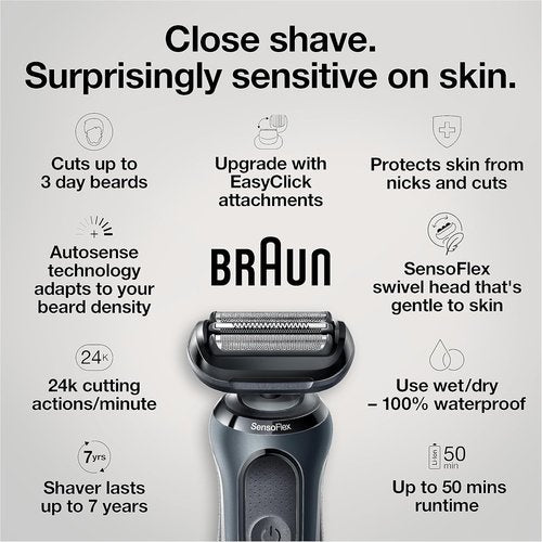 Braun Series 6 6046cs Electric Razor for Men - Wet & Dry Rechargeable Foil Shaver with Travel Case & Trimmer