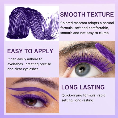 Skiennix Purple Mascara & Eyeliner Set - 5D Volume & Length, Waterproof, Natural Curling, All Skin Types