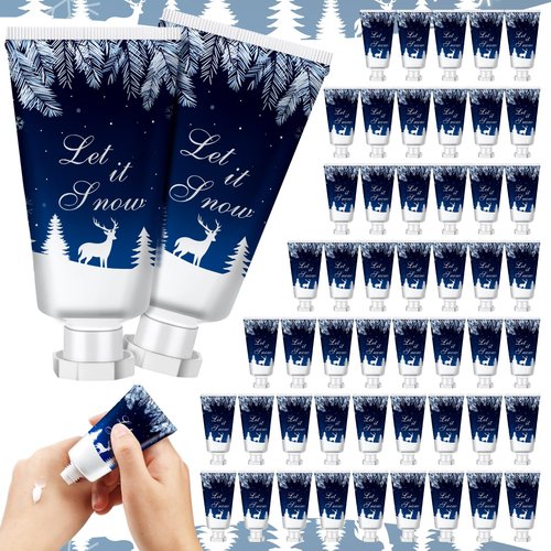 Heigble 50 Pcs 1 Oz/ 30 ml Christmas Snowflakes Hand Cream Gifts Bulk Travel Size Winter Thank You Hand Cream Body Lotion Gifts for Women Teacher Nurse Souvenir Xmas Party Supplies