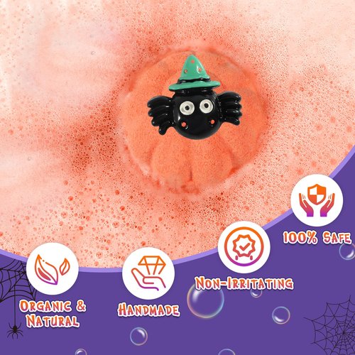 Halloween Gifts for Kids - 16pcs Halloween Bath Bombs for Kids with Toys Inside Halloween Party Favors Goodie Bag Fillers Bubble Bath with Spooky Pumpkin Bath Bombs