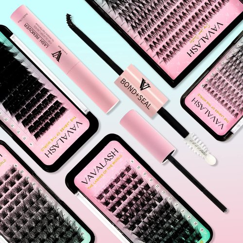 VAVALASH Lash Bond and Seal Cluster Lash Glue Individual Lashes Glue for DIY Lash Extensions Long Retention Strong Hold 48-72 Hours Waterproof Lash Bond for Lash Clusters(5ml+5ml)