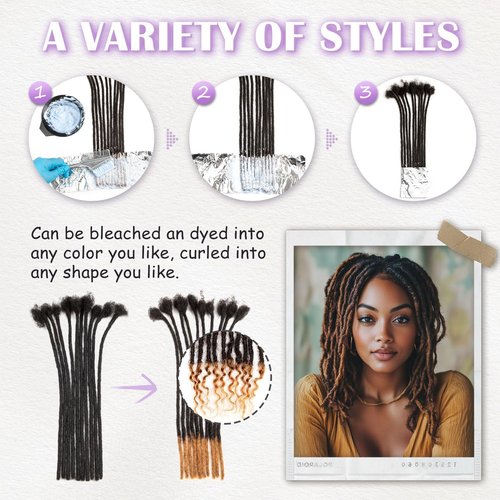 Teresa Human Hair Dreadlock Extensions Human Loc Extensions 0.8cm Width 6 Inch 20 strands Real Hair Dreadlock Extensions Loc Extensions Human Hair For Men/Women/Kids