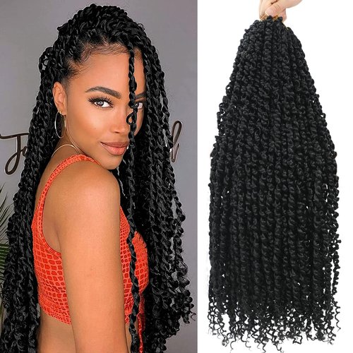 9 Packs Passion Twist Crochet Hair 18 Inch Pre-twisted Passion Twist Hair Pre Looped Crochet Passion Twist Hair Bohemian Passion Twist Crochet Hair for Women Girls and Kids (18Inch,1B)