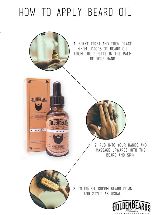 Golden Beards Organic Beard Oil for Men - Toscana Beard Oil with Jojoba, Argan & Apricot Oils - Aromatic Juniper & Ginger Blend – 30ml)1 oz) Vegan Beard Moisturizer, Handmade in Denmark.