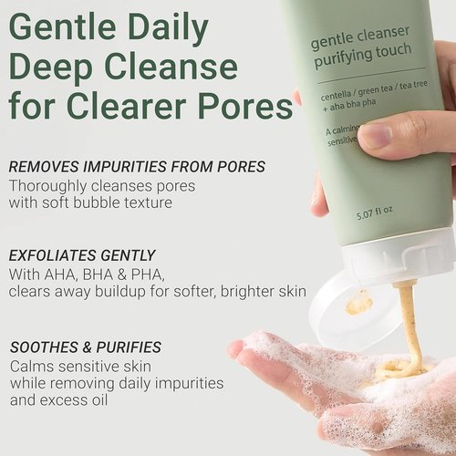 CELDYQUE Gentle Cleanser - Purifying AHA BHA PHA Exfoliating Face Wash for Sensitive Skin | 5.07 fl oz
