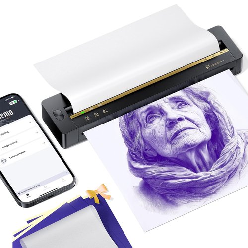 TATTMUSE A88U Tattoo Stencil Printer for Beginners, Tattoo Printer Machine with 5 Pcs Transfer Paper, Bluetooth Stencil Printer for Tattooing, Wireless Tattoo Machine Compatible with Phone, Tablet, PC