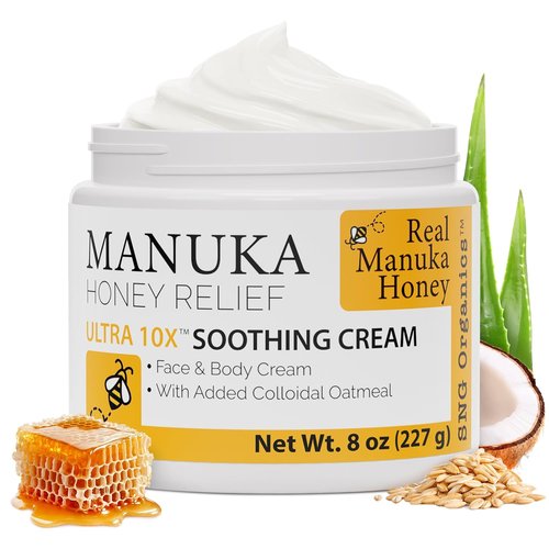 Super Natural Goods Manuka Honey Cream - Hydrating Lotion for All Skin Types | 8oz Moisturizing Body Cream with Real Manuka Honey, Aloe Vera, and Cocoa Butter