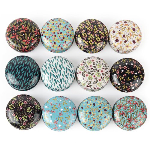 Framendino, 12 Pack Mini Tinplate Candle Tin Jars with Lids, Empty Reusable Round Travel Cans Refillable Container for Making, Eye Shadow, Jewelry, Pendant