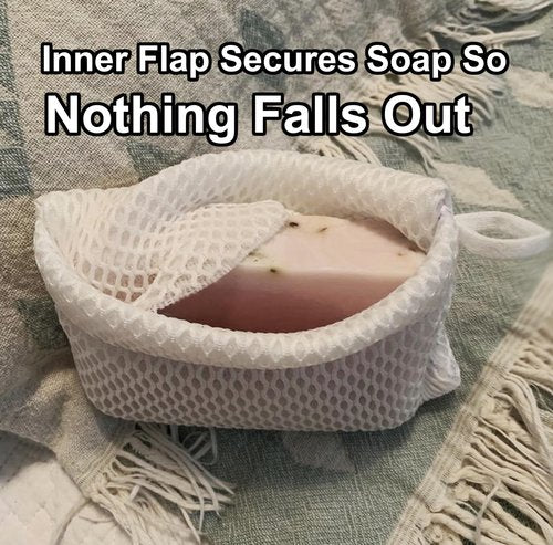 2-Pack Exfoliating Soap Bag Soap Saver Pouch for bar soap, Loofah Bath Scrubber for Bar Soap on a Rope. 2 Different Roughness Levels Gentle + Deep Exfoliator, mesh soap Pocket, soap bar Scrubber