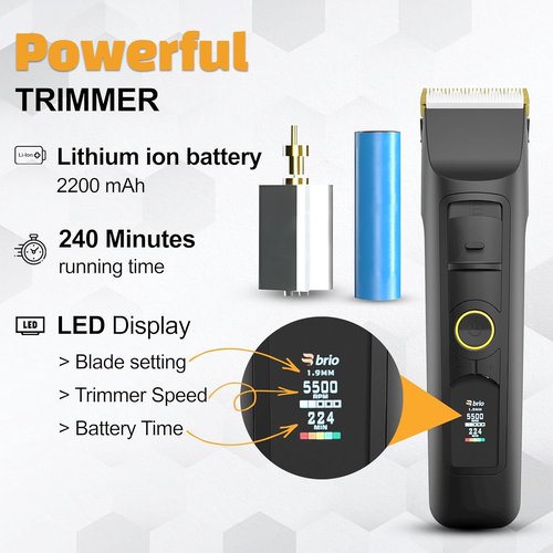 Brio Beardscape V2 Beard Trimmer - Cordless Professional Hair Trimmer with Low Friction Blade | 4-Hour Battery Life, Ideal for Beard & Body (Black)