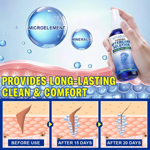 Piercing Aftercare Spray, Saline Spray for Piercings Cleaner for Ear, Belly & Nose - Gently Cleanses - Soothing & Gentle-2 Fl Oz
