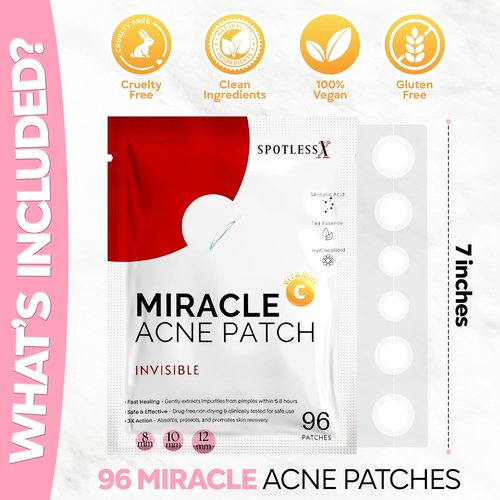 Skiennix Hydrocolloid Pimple Patches - Invisible Acne Treatment with Salicylic Acid & Tea Tree Oil | 96 Pcs, Waterproof & Hypoallergenic