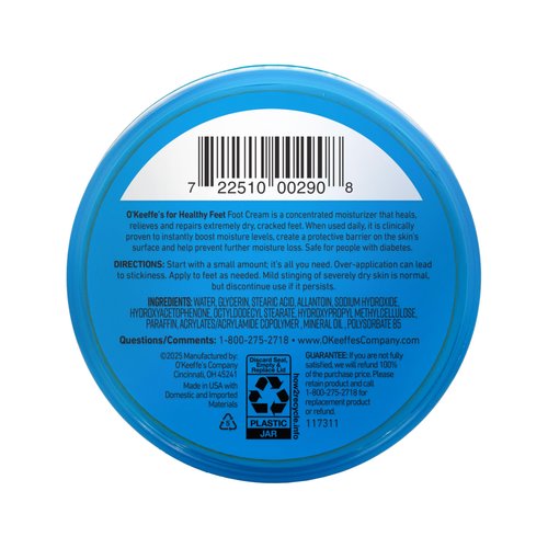 O'Keeffe's for Healthy Feet Foot Cream - 6.4 oz Jar (2 Pack) - Guaranteed Relief for Extremely Cracked, Dry Feet, Repairing Skincare, Instantly Boosts and Retains Moisture Levels