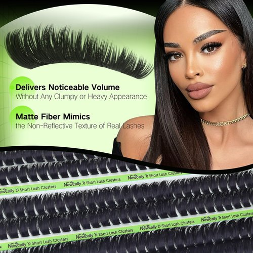 Fluffy Lash Clusters 8-12MM Short Cluster Eyelash Extensions Wispy Eyelash Clusters Thick Volume DIY Lash Extension Eye Lash Clusters Individual Lashes Cluster Lashes by Newcally