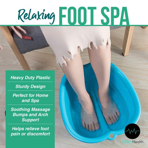 AllSett Health Foot Soaking Bath Basin – Large Size for Soaking Feet | Pedicure and Massager Tub for at Home Spa Treatment | Callus, Fungus, Dead Skin Remover, Blue
