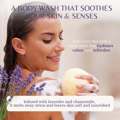 Edenika Lavender Body Wash with Vitamin E, Cleanses, Relaxes & Moisturizes, Stress Relief Shower Gel for Dry and Sensitive Skin, Women & Men, Organic & Natural, 16 fl oz, 2-Pack