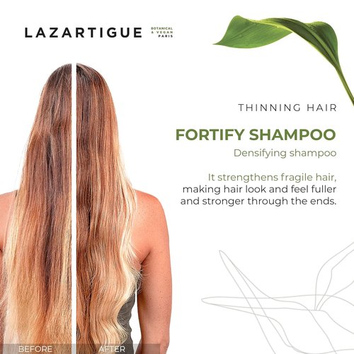 Lazartigue Fortify Densifying Shampoo - Strengthens Fragile Hair with Guarana & Ricinus | Vegan Lemon Scent