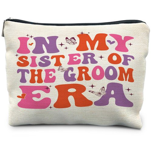 RYYCDOI Sister In Law Gifts, In My Sister of the Groom Era Makeup Bag, Big Sister Gift, Sister in Law Wedding Gifts, Best Sister in Law Gifts, Big Sister Cosmetic Bag Toiletry Bag