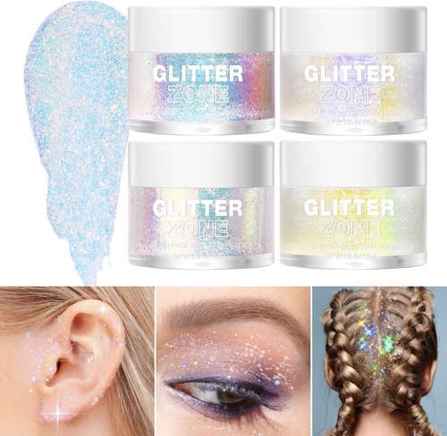 LANGMANNI Holographic Body Glitter Gel - Color Changing Vegan Formula for Face, Hair & Lips | 1.35 oz (Sparkling Pink)